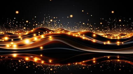 Wall Mural - Abstract liquid waves with golden lights.