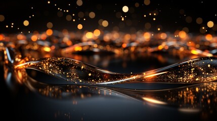 Wall Mural - Abstract liquid waves with golden lights.
