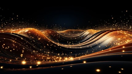 Wall Mural - Abstract liquid waves with golden lights.