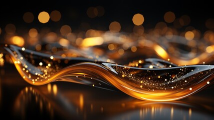 Wall Mural - Abstract liquid waves with golden lights.