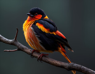 Wall Mural - red billed hornbill, red headed woodpecker, red winged blackbird