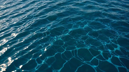 Abstract texture of the rippling blue water of the ocean, illuminated by the sun.