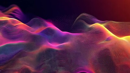 Poster - Abstract digital waves background. Future and futuristic technology. Neon waveform 3D animation. AI and Data Science Visualization