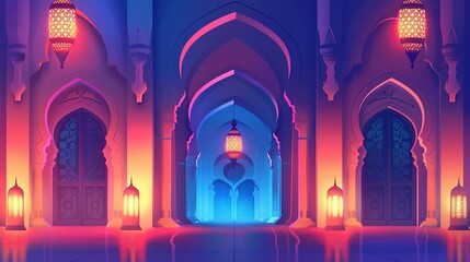 Illuminated Passageway in a Moroccan Palace