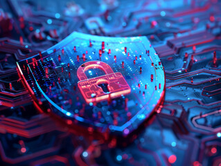 Poster - digital padlock, in the style of hard surface modeling