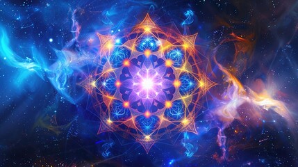 Wall Mural - Cosmic Mandala: A Symphony of Light and Geometry