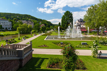 Canvas Print - Kurpark und Rosengarten im Staatsbad Bad Kissingen, Unterfranken, Franken, Bayern, Deutschland