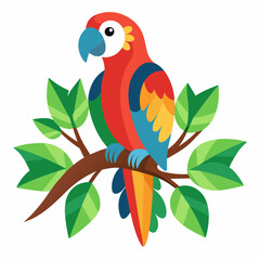 Canvas Print - vector art parrot sitting on-a tree branch 