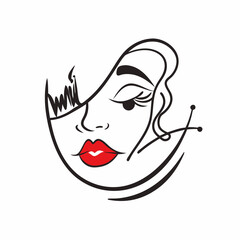 Wall Mural - Woman face logo icon vector. Girl silhouette for cosmetics, beauty vector illustration 