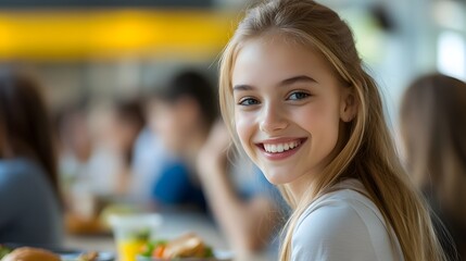 Friendly Student Enjoying Homemade Healthy Lunch at School with Bright and Cheerful Portrait