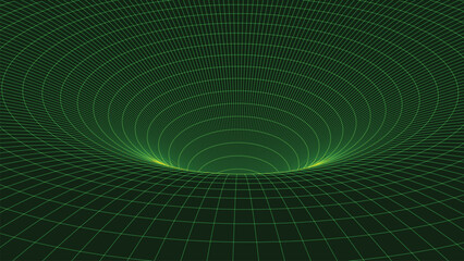 Poster - Abstract wireframe 3D tunnel. Perspective mesh background texture. Mesh model of a wormhole, vortex. 3D vector texture of a wormhole portal with a mesh structure.