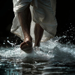 Foot Stepping in Water.