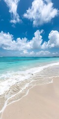 Poster - Tropical Beach Landscape With Blue Sky And White Clouds