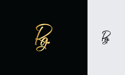 Aufkleber - RG Initial letter luxury golden color,overlapping Shape Signature Monogram elegant monogram logo