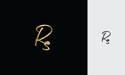 Aufkleber - RS Initial letter luxury golden color,overlapping Shape Signature Monogram elegant monogram logo