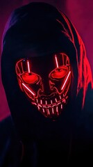 Wall Mural - a person wearing a red mask with red lights