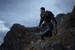 © horimono - Scandinavian Viking warrior in full armor against dramatic landscape