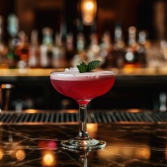 Wall Mural - a red cocktail sitting on top of a bar