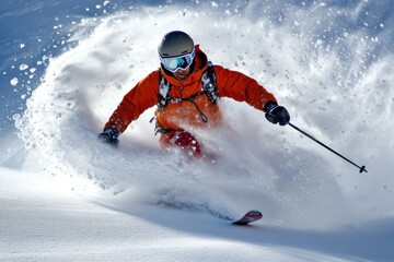 Canvas Print - a skier is skiing down a snowy hill