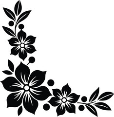 Sticker - floral corner  pattern illustration black and white