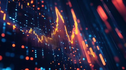 Aufkleber - Dynamic 3D financial graph with abstract geometric shapes representing data trends.