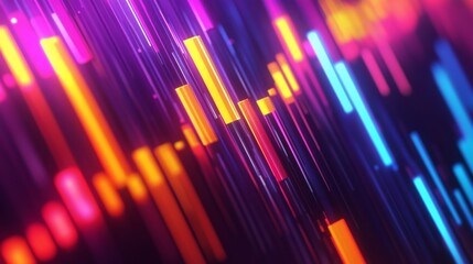 Poster - dynamic abstract 3d financial graph with intersecting lines and bars in vibrant colors.