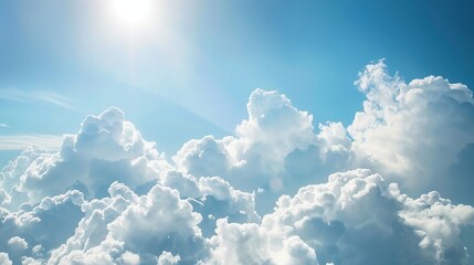 Canvas Print - Sky with Fluffy Clouds and Bright Sun