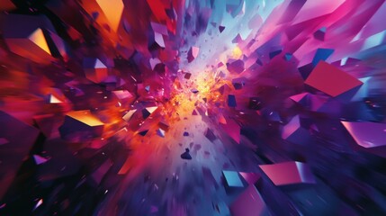 Leinwandbilder - Energetic 3D design with colorful, rotating polygonal shapes creating a sense of motion.