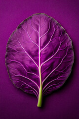 Poster - A vibrant purple cabbage leaf on purple background, symbolizing healthy eating and nutrition concepts