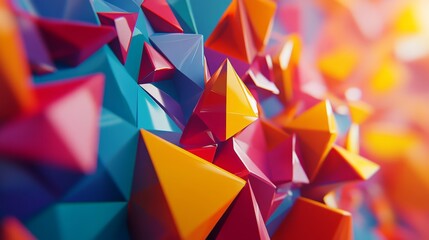 Leinwandbilder - Energetic 3D design with colorful, shifting polygonal shapes creating a lively atmosphere.