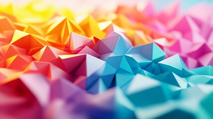 Leinwandbilder - Energetic 3D design with moving polygonal shapes in vibrant colors, creating a lively dynamic feel.