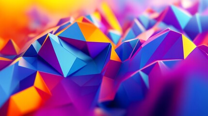 Leinwandbilder - Energetic 3D design with moving polygonal shapes in vibrant colors, creating a lively dynamic feel.