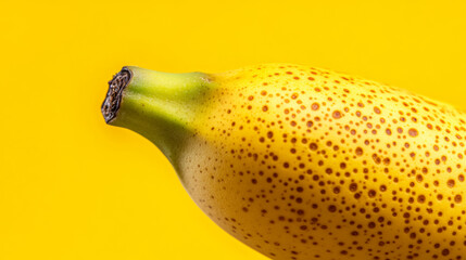 Sticker - Close-up of a ripe, speckled banana on yellow background symbolizing nutritional benefits and celebrating National Banana Day