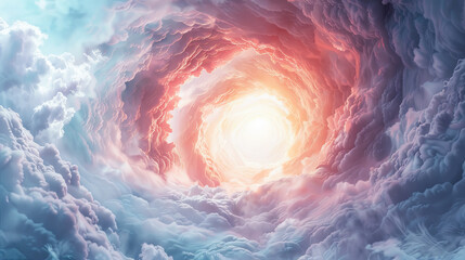 Wall Mural - sunlight breaking through swirling clouds heaven atmosphere cloudscape sky blue pink clouds backgrou