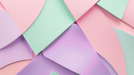 Aufkleber - Abstract geometric background pastel pink green purple shapes layers minimal design graphic modern art trendy style backdrop