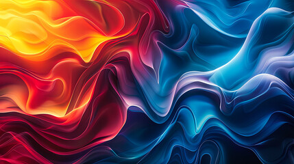 Aufkleber - Abstract background red orange blue colors blend wave pattern dynamic flow vibrant colors digital art design modern illustration wallpaper backdrop banner template vibrant color gradients smooth curve