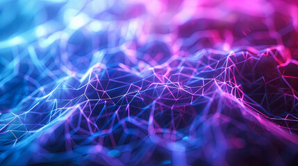 Poster - Abstract digital background geometric landscape cyber space data technology concept colorful neon light futuristic shape wave communication network bright glow gradient color metaverse
