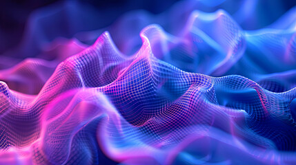 Poster - Abstract background digital landscape cyberspace metaverse technology wave colorful neon metaverse futuristic modern background