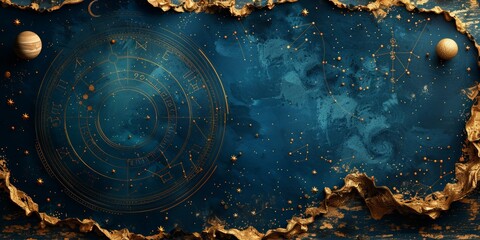 Canvas Print - astrological chart with stars and planets, perfect for astrology and mysticism themes.