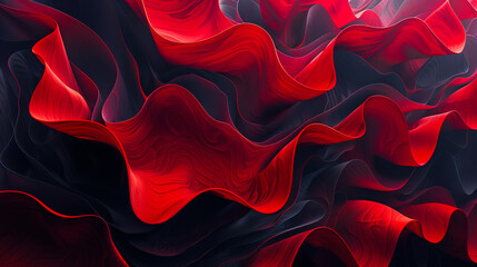 Aufkleber - Red and black abstract background flowing fabric waves dramatic elegant luxurious