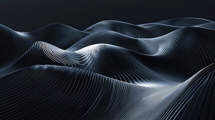 Poster - Abstract background black waves smooth minimal modern dark gray elegant luxurious waves background banner business card website