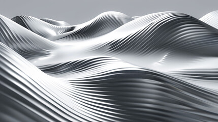 Aufkleber - Abstract silver wave background metallic luster smooth gradient light and shadow elegant and luxurious 3D rendering digital illustration modern design background