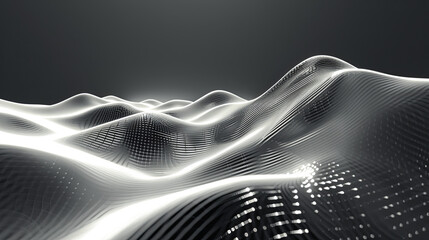 Poster - Abstract background silver waves metallic reflections smooth minimal modern elegant luxury gray gradient wallpaper design technology future concept