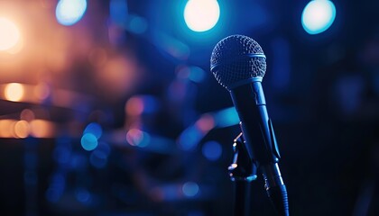 Poster - microphone on stage at concert