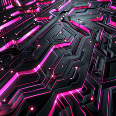 Poster - Black and pink gaming background gamer neon lights futuristic technology abstract digital cyber virtual reality gaming wallpaper motherboard rgb