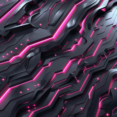 Aufkleber - Dark abstract background with glowing pink lines futuristic technology design concept modern innovation digital art