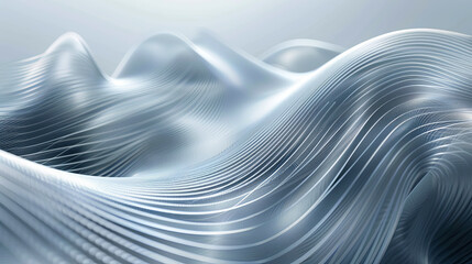 Poster - abstract background smooth wavy silver metallic surface futuristic technology design flowing lines m