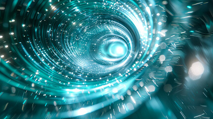 Wall Mural - abstract background with animation flying into tunnel transforming from dots or sparks stripes and l