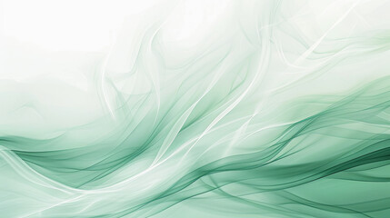Poster - abstract green wave background flowing transparent green white elegant curves lines digital art abst