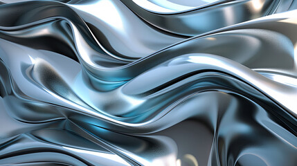 Poster - abstract silver liquid background metallic sheen fluid shapes metallic texture chrome reflection ele
